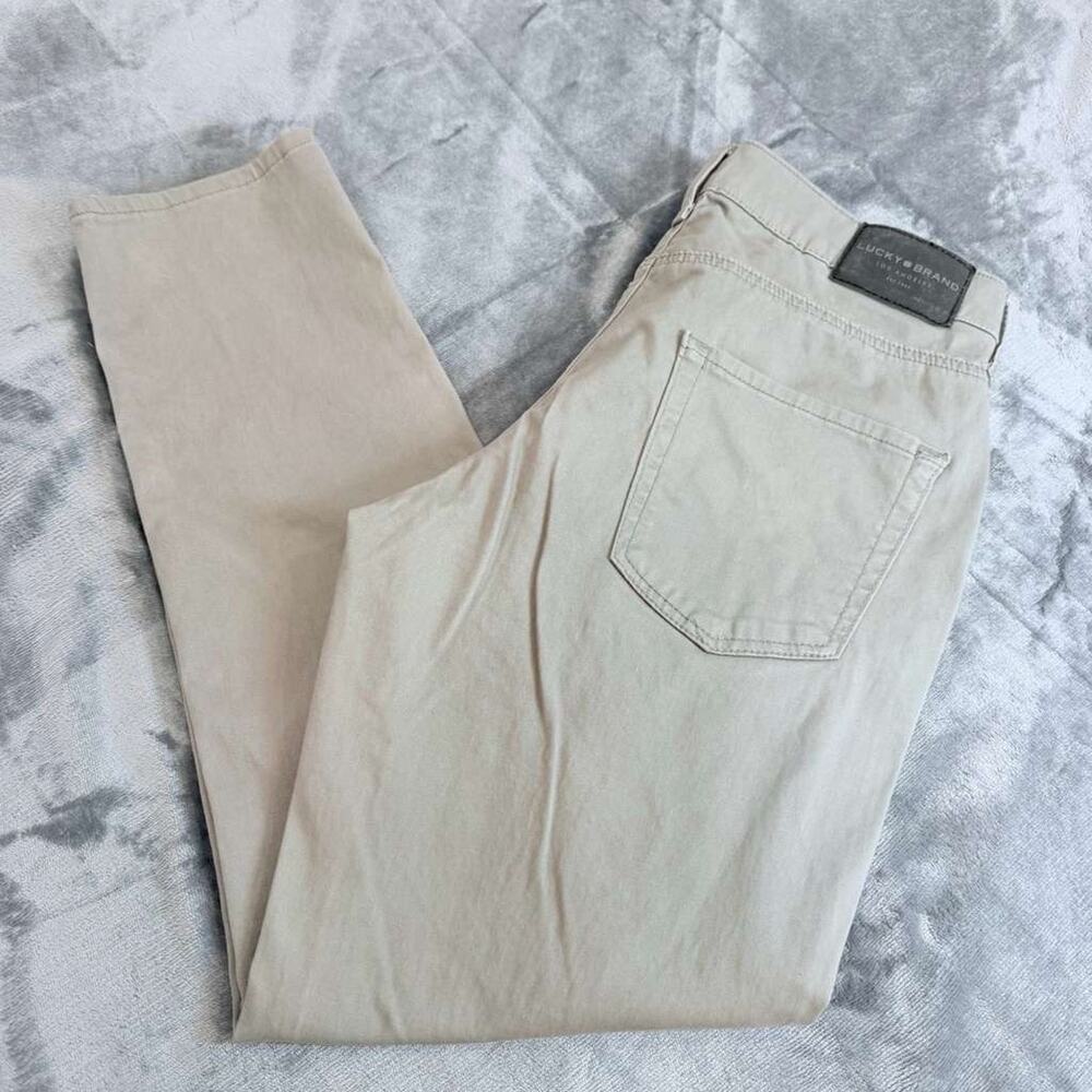Lucky Brand 411 Athletic Taper Stretch Mens Khaki Silver Gray Chino Pants 30x30 - Picture 10 of 15